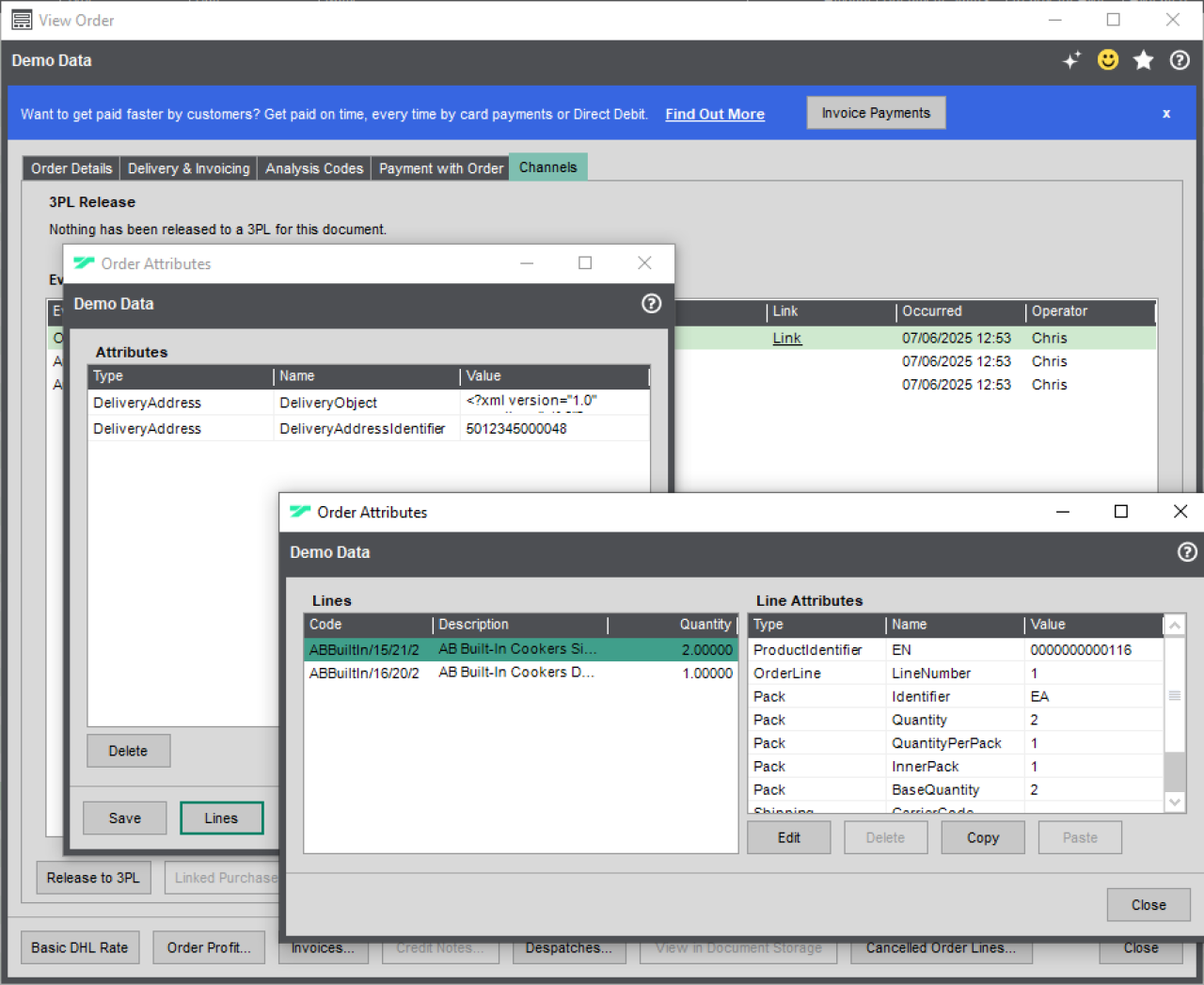Sage 200 EDI Orders.
