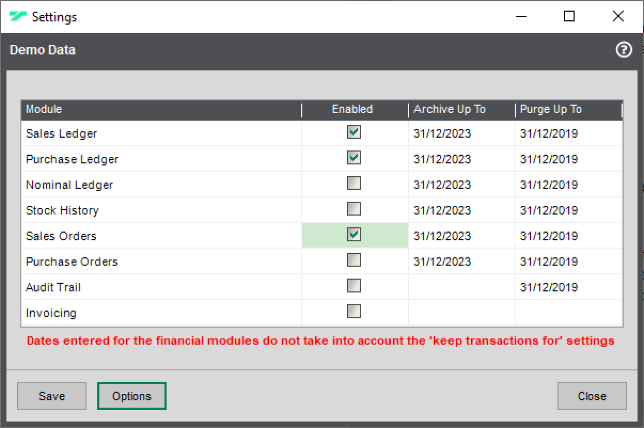 Sage 200 Scheduled Archiving.