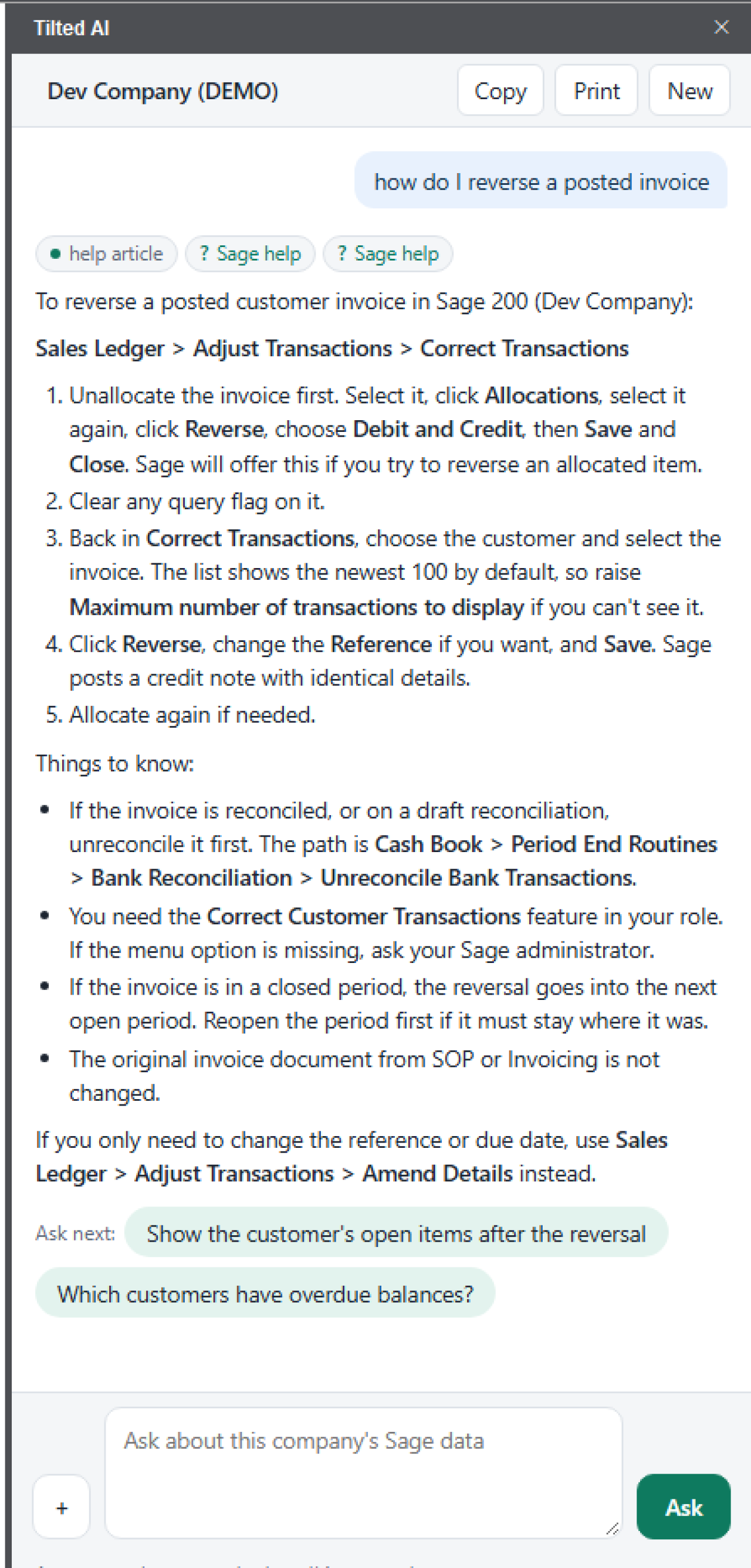 Sage 200 AI How To.